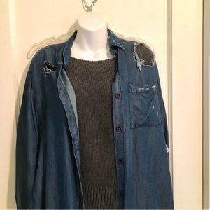 AE distressed button down